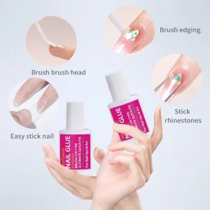 15G Organic Nail Glue for Tips Non toxic Nail Art Glue Brush on Nail Glue
