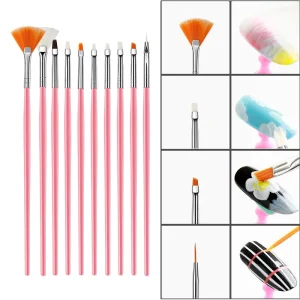 15Pcs Nail Art Brush Set UV Gel Painting Drawing Liner Drill Pen Manicure Tools Kit
