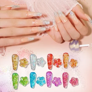 15ml Glitter Flash Gel Polish OEM ODM Crystal Sugar Cullet Gel Glitter Shimmer Sequins Crystal Glass Glitter Effect