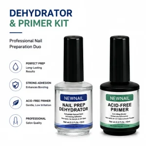 15ml Low Odor Balancing PH Top Coat Base Coat Air Dry Clear Nail Prep Dehydrator No Acid Free Primer and Dehydrator Set