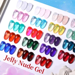 15ml Translucent Gel 57 Popular Colors HEMA Free Non Toxic Milky White Ice Jelly Gel Nail Polish Supplies