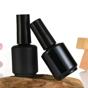 15ml Transparent Empty Nail Polish Bottle Amber Glass Gel Container Light Blocking Black Cap UV Protection