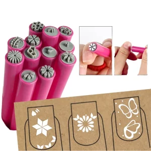 15pcs Set Manicure Design Tool Accessories DIY Nail Art Stamp Pen Set with Assorted Patterns Made of Silicone