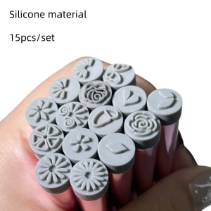 15pcs/set Nail Art Stamp Pen Set Silicone Material Nail Art Stamping Tool