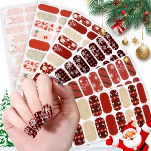 16 Strips Eco friendly Non toxic Long Lasting Gold Foil Stamping Nail Art Sticker for Christmas Decorations Nail Wrap