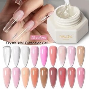 18 Colors Crystal Clear Nail Extension Gel Solid Color 3D Carved Shaping Non sticky Quick Extension Nail Art Building Gel