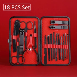 18 Pieces in 1 Manicure Sets Kits Include Eyebrow Scissors Vibrissa Scissors and Flat Oblique Nail Clippers