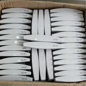 180 100 Grit Bulk Washable Durable Purple Professional Custom Nail File Logo Private Label OEM Half Moon Zebra Nail Files