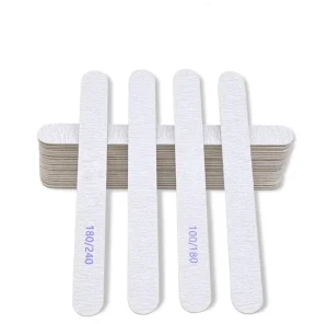 180 240 Grit Double Sided Emery Nail File Professional Manicure Buffer with Straight Pattern for Nails Salon & Home Use