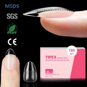 180Pcs Factory Customized Almond Extra Extra Short Gel Nail Tips Apex Pre Sculptled Jelly Tips Nails Full Cover