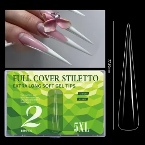 180pcs Box 5XL Extra Long Extended Ultra Long Traceless Seamless Half Full Cover Soft Gel French Artificial Nail Tips