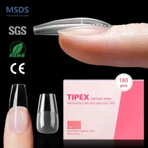 180pcs Half Matte Coffin Nail Tips 15 Sizes Full Cover Structured Gel False Nail Tips PMMA Salon