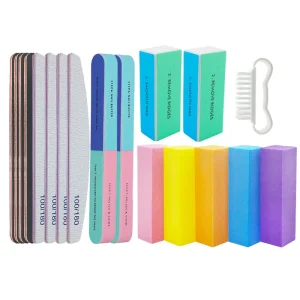 18pcs/set Professional Nail File Buffer Sanding Block Polisher Nail Cleaning Brush Set Manicure Tools Nail Files Kit