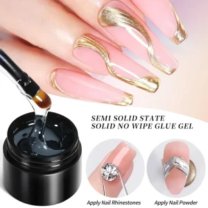 19/5g Semi-solid Magic Mirror Powder Modeling Gel 3D Transparent Phototherapy Nail Art Rhinestone Glue Multifunctional Glue