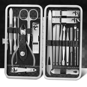 19pcs Multi Functional Stainless Steel Nail Clipper Set Eco friendly Portable Manicure Pedicure Tool Plastic Nail Cutter Box