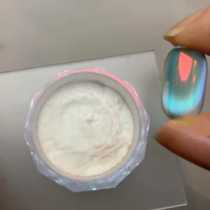 1Jar Electroplating Blue Aurora Opal Cat Eyes Nail Glitter Powder Holographic Ultrathin Mirror Chrome Powder Manicure Pigment