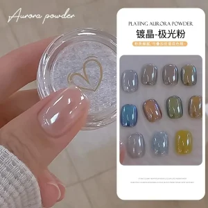 1Jars High Gloss Plating Aurora Mirror Nail Powder Net0.5g Moonlight Pearl White Rubbing Powder Super Shiny Manicure Chrome Dust