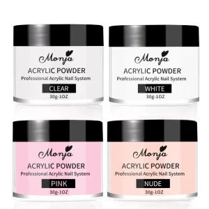 1OZ 2OZ Acrylic Nail Powder Set 4 Colors Clear Nude Pink White Colored Nail Acrylic Powder for Acrylic Nail Extension Carving