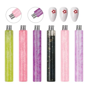 1Piece Crystal Flower-shaped Nail Art Dotting Pen Acrylic Nail Brushes Nail Gel DIY Petals Drawing Carving Brush Pen Tools