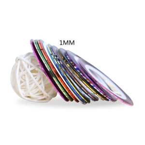 1mm Nail Stickers Line Laser Matte Glitter Foil Uv Gel Art 3d Eco friendly Silver/golden Nail Striping Tape Nail Sticky Tabs