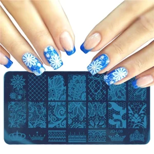 1pc Floral Rectangular Stainless Steel Nail Art Stamp Plate Square Manicure Stamping Tools Series