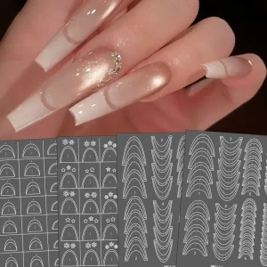 1pc French PET Airbrush Nail Stickers 5-Petal Flower Spray Painting Template Stencil Transparent Reusable Nail Decoration DIY