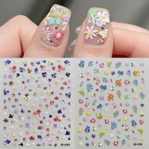 1pc Spring Summer Small Flower Embossed Nail Art Stickers Easy to Apply for Nail Decoration DIY Gift Decals