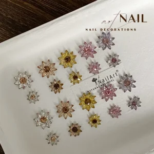 2 Sizes Luxury Flower Nail Accessories French Crescent Zircon Inlaid Diamonds Decorative Charm Decals