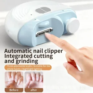 2 in 1 Automatic Rechargeable Electric Nail Clipper With LED Light Fingernail Cutter Polisher Nail Scraps Storage for Baby