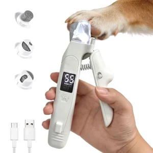 2 in 1 Electric Pet Nail Clipper and Grinder with Dual LED Lights Quiet Dog Nail Trimmer USB C Rechargeable Pet Grooming Kit
