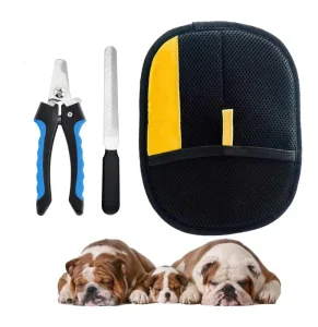 2 in 1 Pet Grooming Reusable Efficient Electrostatic Glove and Nail Clipper Kit for Cats and Dogs