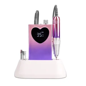 2 in 1 Portable and Desktop Nail Drill Cordless Electric Nail File Manicure Pedicure Polishing Heart Nail Drill Machine