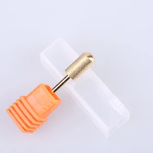 2.35mm Large Barrel Smooth Top Bit Gold Carbide Nail Drill Bits Sanding Bands for Electric Nail Drill F Fine