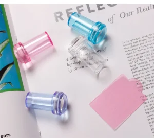 2.3cm Clear Silicone Nail Stamp Elastic French Manicure Stamper with Scraper Precise Nail Art Tool for DIY Salon Designs