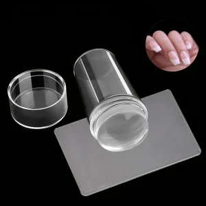 2.8cm Professional Clear Jelly Nail Art Stamper with Scraper Set Transparent Silicone Polish Printing Tools for DIY Manicure