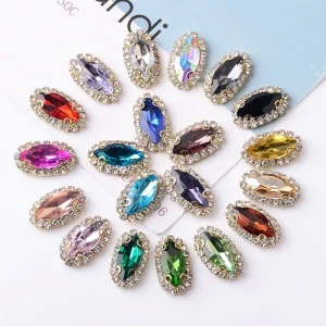 20 Color Horse Eye Shape 3D Metal Alloy Rhinestone Crystal AB Rhinestone Nail Art Decorative Stickers Decals