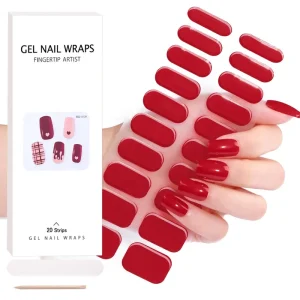 20 Real Pearl White Solid Color 3D Semi Cured Adhesive Plastic Full Wraps Strips Design UV Gel Nail Stickers