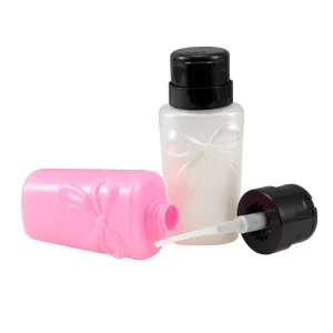 200ML Pink & White Plastic Nail Polish Remover Dispenser Bottle with Press Pump for Nail Cleaning