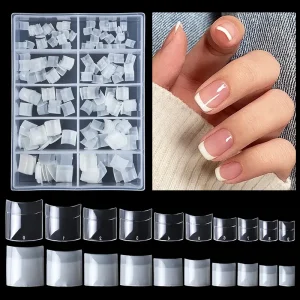 Square 200pcs Box Artificial Nails Manicure Nail Tips Short French Half Cover Short Square Nail Tips