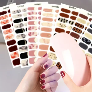 20PCS Gold Foil Semi Cured Gel Nail Wraps UV LED Lamp Required Semi Solidified Nail Stickers for DIY Home Manicure