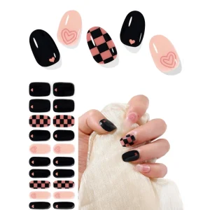 20PCS UV Semi Cured Gel Nail Wraps with Gold Foil Semi Solidified Nail Stickers for LED Lamp Waterproof Nail Art Patches