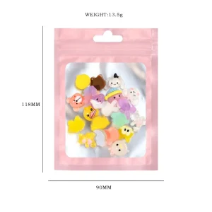 20Pcs Nail Art Accessories Kawaii Love Heart Fruit Animals Manicure Decoration Resin Lollipop Bear 3D Charm for Nails DIY Tools