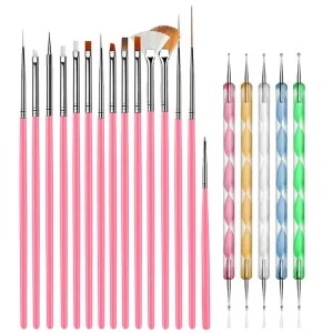 20pcs Nail Art Design Tools 15pcs Nail Art Brushes Kit with 5pcs Nail Dotting Pens