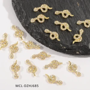 20pcs bag Crystal Nail Art Snake Charms Decoration Alloy Nail Art Diamond Snake Accessories
