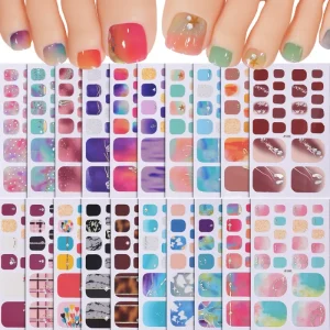22 Piece Nail Art Stickers Toenail Stickers Diamond Inlay Marble Pattern Gradient Long lasting Gold Foil