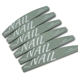 220280 Green Gray Half Moon Shaped Nail Buffer Double Sided Sponge Polishing File Dual Side Nail Sponge Rubbing Strip for Polish