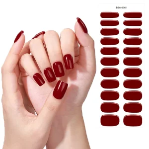 22Tips Solid Color Gel Nail Wraps Stickers Full Cover Adhesive No Baked Gel Nail Decal Wraps Sticker No Need UV Lamp