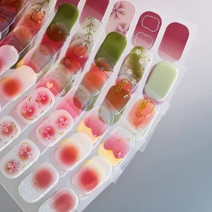 22tips Full Cover Semi Cured Gel Nail Stickers Fashion Sparkling Glitter Self Adhesive Manicure Designer Nail Art Sticker