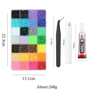 24/28 Grids Nail Art Decoration Set Pearl Resin Flatback Rhinestones DIY Nail Charms Kit for Salon Home Manicure