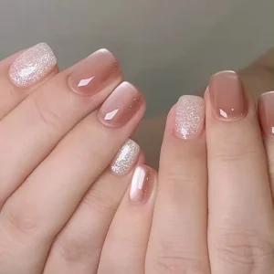 24/30PCS Short Square False Nails Artificial Acrylic Press on Nails Art Supplies Removable Cat Eye Gradient False Nail Tips